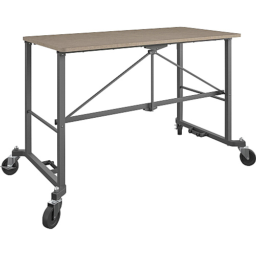 Cosco Smartfold Portable Work Desk Table Rectangle Top - Four Leg Base - 4 Legs - 350 lb Capacity - 51.40" Table Top Width x 26.50" Table Top Depth - 55.45" Height - Assembly Required - Brown - Steel - Medium Density Fiberboard (MDF) Top Mate (66720DKG1E)