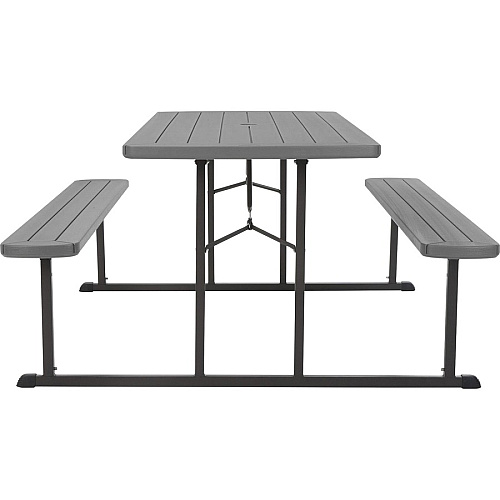 Cosco Folding Picnic Table Taupe Top - 800 lb Capacity - 72" Table Top Width x 57" Table Top Depth - 29" Height - Wood Grain, Resin Top Material - 1 Each (87902DGR1E)