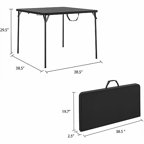 Cosco XL Fold-in-Half Card Table Four Leg Base - 4 Legs - 200 lb Capacity - 38.50" Table Top Width x 38.50" Table Top Depth - 29.50" Height - Black - 1 Each (14036BLK1E)