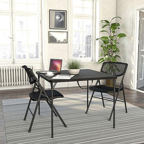 Cosco XL Fold-in-Half Card Table Four Leg Base - 4 Legs - 200 lb Capacity - 38.50" Table Top Width x 38.50" Table Top Depth - 29.50" Height - Black - 1 Each (14036BLK1E)