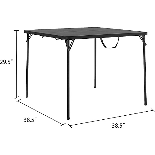 Cosco XL Fold-in-Half Card Table Four Leg Base - 4 Legs - 200 lb Capacity - 38.50" Table Top Width x 38.50" Table Top Depth - 29.50" Height - Black - 1 Each (14036BLK1E)