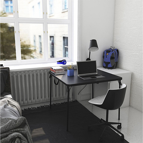 Cosco XL Fold-in-Half Card Table Four Leg Base - 4 Legs - 200 lb Capacity - 38.50" Table Top Width x 38.50" Table Top Depth - 29.50" Height - Black - 1 Each (14036BLK1E)