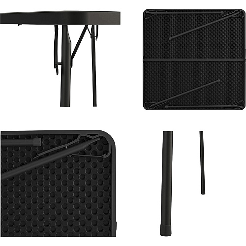 Cosco XL Fold-in-Half Card Table Four Leg Base - 4 Legs - 200 lb Capacity - 38.50" Table Top Width x 38.50" Table Top Depth - 29.50" Height - Black - 1 Each (14036BLK1E)