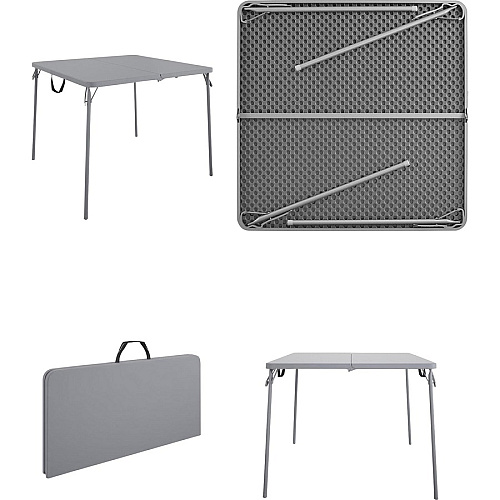 Cosco XL Fold-in-Half Card Table Four Leg Base - 4 Legs - 200 lb Capacity - 38.50" Table Top Width x 38.50" Table Top Depth - 29.50" Height - Gray - 1 Each (14036GRY1E)