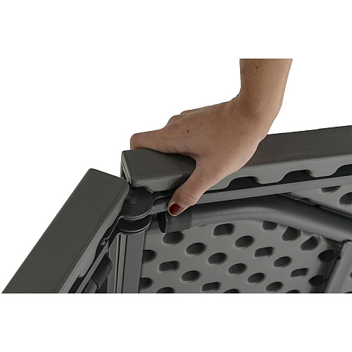 Dorel Zown Commercial Fold-in-Half Blow Mold Table For - Table TopRectangle Top - Four Leg Base - 4 Legs - 650 lb Capacity x 72" Table Top Width x 30" Table Top Depth - 29.25" Height - Gray - High-density Polyethylene (HDPE), Resin - 1 Each (60559SGY1E)