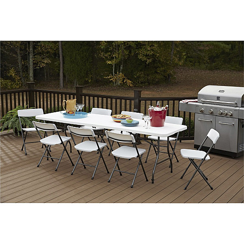 Cosco Fold-in-Half Blow Molded Table Rectangle Top - Four Leg Base - 4 Legs - 300 lb Capacity - 30" Table Top Width x 96" Table Top Depth - 29.25" Height - White - 1 Each (14778WSL1X)