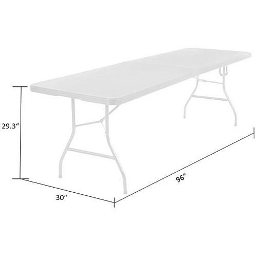 Cosco Fold-in-Half Blow Molded Table Rectangle Top - Four Leg Base - 4 Legs - 300 lb Capacity - 30" Table Top Width x 96" Table Top Depth - 29.25" Height - White - 1 Each (14778WSL1X)