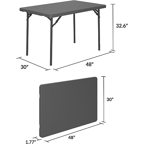 Dorel Zown Classic 48" Blow Mold Training Table 600 lb Capacity - 48" Table Top Width x 30" Table Top Depth - 29.25" Height - Gray - High-density Polyethylene (HDPE), Resin - 1 Each (60522SGY1E)