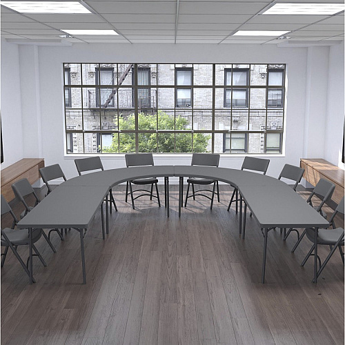 Dorel Zown Corner Blow Mold Large Folding Table 4 Legs - 800 lb Capacity - 72" Table Top Width x 30" Table Top Depth - 29.25" Height - Gray - High-density Polyethylene (HDPE), Resin - 1 Each (60526SGY1E)
