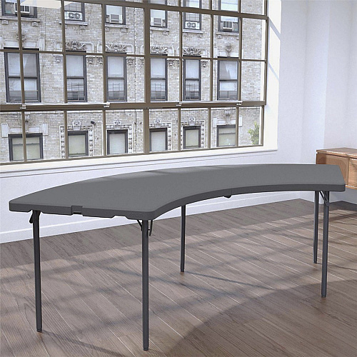 Dorel Zown Moon Commercial Blow Mold Folding Table 5 Legs - 600 lb Capacity - 30" Table Top Width x 92.60" Table Top Depth - 29.25" Height - Gray - High-density Polyethylene (HDPE) - 1 Each (60527SGY1E)