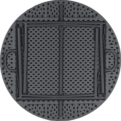 Dorel Zown Commercial Round Blow Mold Fold Table Round Top - 4 Legs - 750 lb Capacity - 48" Table Top Diameter - 29.30" Height - Gray - High-density Polyethylene (HDPE), Resin - 1 Each (60533SGY1E)