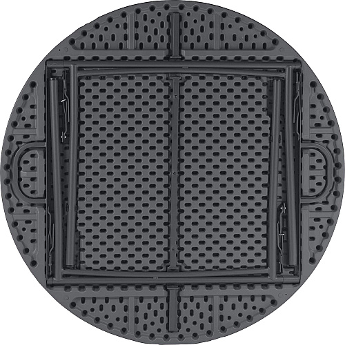 Dorel Zown Commercial Round Blow Mold Fold Table Round Top - 4 Legs - 750 lb Capacity - 48" Table Top Diameter - 29.30" Height - Gray - High-density Polyethylene (HDPE), Resin - 1 Each (60533SGY1E)