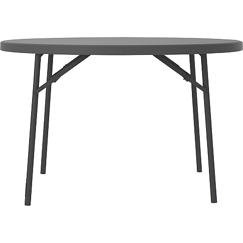 Dorel Zown Commercial Round Blow Mold Fold Table Round Top - 4 Legs - 750 lb Capacity - 48" Table Top Diameter - 29.30" Height - Gray - High-density Polyethylene (HDPE), Resin - 1 Each (60533SGY1E)
