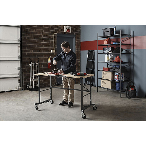 Cosco Smartfold Portable Work Desk Table Four Leg Base - 4 Legs - 400 lb Capacity - 14.50" Table Top Width x 25.51" Table Top Depth - 55.25" Height - Gray - Steel - Hardwood Top Material - 1 Each (66760DKG1E)