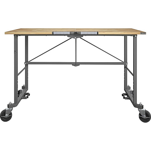 Cosco Smartfold Portable Work Desk Table Four Leg Base - 4 Legs - 400 lb Capacity - 14.50" Table Top Width x 25.51" Table Top Depth - 55.25" Height - Gray - Steel - Hardwood Top Material - 1 Each (66760DKG1E)