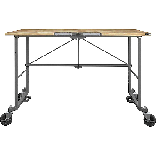 Cosco Smartfold Portable Work Desk Table Four Leg Base - 4 Legs - 400 lb Capacity - 14.50" Table Top Width x 25.51" Table Top Depth - 55.25" Height - Gray - Steel - Hardwood Top Material - 1 Each (66760DKG1E)