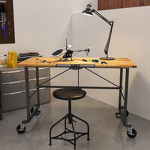 Cosco Smartfold Portable Work Desk Table Four Leg Base - 4 Legs - 400 lb Capacity - 14.50" Table Top Width x 25.51" Table Top Depth - 55.25" Height - Gray - Steel - Hardwood Top Material - 1 Each (66760DKG1E)