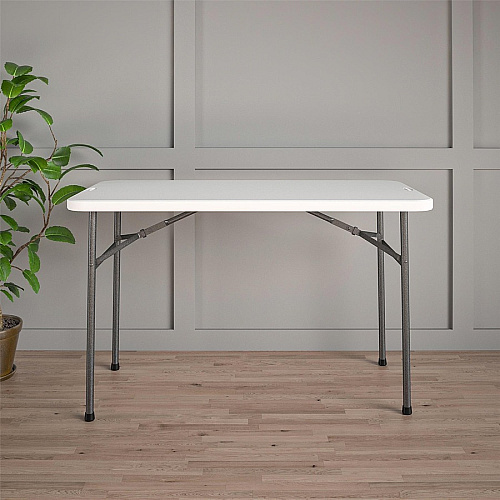 Cosco Straight Folding Utility Table Rectangle Top - Four Leg Base - 4 Legs - 200 lb Capacity - 48" Table Top Width x 24" Table Top Depth - 29.25" Height - White - 1 Each (14146WSL1E)