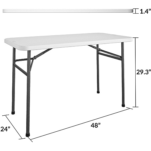 Cosco Straight Folding Utility Table Rectangle Top - Four Leg Base - 4 Legs - 200 lb Capacity - 48" Table Top Width x 24" Table Top Depth - 29.25" Height - White - 1 Each (14146WSL1E)