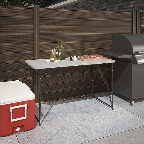 Cosco Fold Portable Indoor/Outdoor Utility Table 200 lb Capacity - Height Adjustable - 48" Table Top Width x 24" Table Top Depth - 28" Height - Gray - Steel, Resin - 1 Each (14400GRY1E)