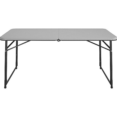 Cosco Fold Portable Indoor/Outdoor Utility Table 200 lb Capacity - Height Adjustable - 48" Table Top Width x 24" Table Top Depth - 28" Height - Gray - Steel, Resin - 1 Each (14400GRY1E)