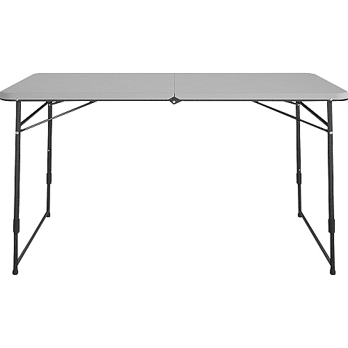 Cosco Fold Portable Indoor/Outdoor Utility Table 200 lb Capacity - Height Adjustable - 48" Table Top Width x 24" Table Top Depth - 28" Height - Gray - Steel, Resin - 1 Each (14400GRY1E)