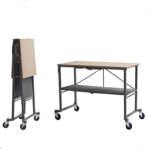 Cosco Smartfold Portable Work Desk Table Rectangle Top - Four Leg Base - 4 Legs - 600 lb Capacity - 51.40" Table Top Width x 26.50" Table Top Depth - 34" Height - Gray - Steel - Medium Density Fiberboard (MDF) Top Material - 1 Each (66721DKG1E)