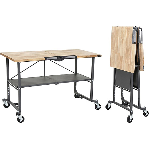 Cosco SmartFold Butcher Block Portable Workbench 400 lb Capacity - 52" Table Top Width x 34.80" Table Top Depth - 25.50" Height - Assembly Required - Gray - 1 Each (66765DKG1E)