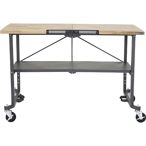Cosco SmartFold Butcher Block Portable Workbench 400 lb Capacity - 52" Table Top Width x 34.80" Table Top Depth - 25.50" Height - Assembly Required - Gray - 1 Each (66765DKG1E)