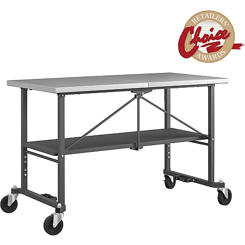 Cosco Commercial SmartFold Portable Workbench Four Leg Base - 4 Legs - 700 lb Capacity - 52" Table Top Width x 25.50" Table Top Depth - 34.70" Height - Assembly Required - Gray - Stainless Steel - Stainless Steel Top Material - 1 Each (66771DKG1E)