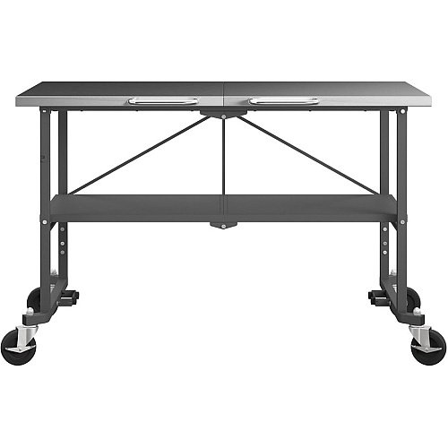 Cosco Commercial SmartFold Portable Workbench Four Leg Base - 4 Legs - 700 lb Capacity - 52" Table Top Width x 25.50" Table Top Depth - 34.70" Height - Assembly Required - Gray - Stainless Steel - Stainless Steel Top Material - 1 Each (66771DKG1E)