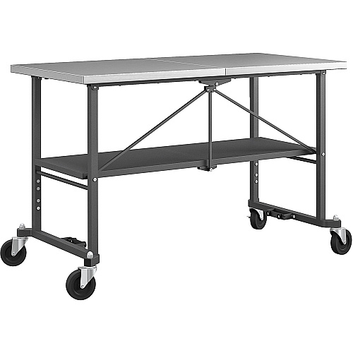 Cosco Commercial SmartFold Portable Workbench Four Leg Base - 4 Legs - 700 lb Capacity - 52" Table Top Width x 25.50" Table Top Depth - 34.70" Height - Assembly Required - Gray - Stainless Steel - Stainless Steel Top Material - 1 Each (66771DKG1E)