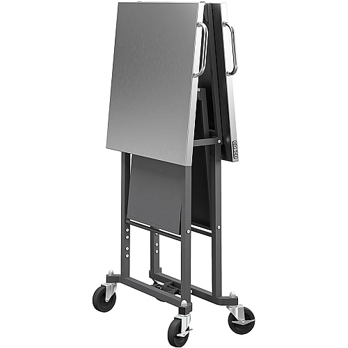 Cosco Commercial SmartFold Portable Workbench Four Leg Base - 4 Legs - 700 lb Capacity - 52" Table Top Width x 25.50" Table Top Depth - 34.70" Height - Assembly Required - Gray - Stainless Steel - Stainless Steel Top Material - 1 Each (66771DKG1E)