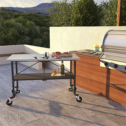 Cosco Commercial SmartFold Portable Workbench Four Leg Base - 4 Legs - 700 lb Capacity - 52" Table Top Width x 25.50" Table Top Depth - 34.70" Height - Assembly Required - Gray - Stainless Steel - Stainless Steel Top Material - 1 Each (66771DKG1E)