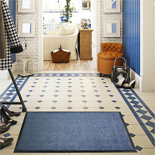 Floortex Doortex Advantagemat Blue Door Mat - 24" x 36" 36" Length x 24" Width x 0.250" Depth x 0.250" Thickness - Rectangular - Polypropylene, Vinyl - Blue - 1 Each - TAA Compliant (FR46090DCBLV)