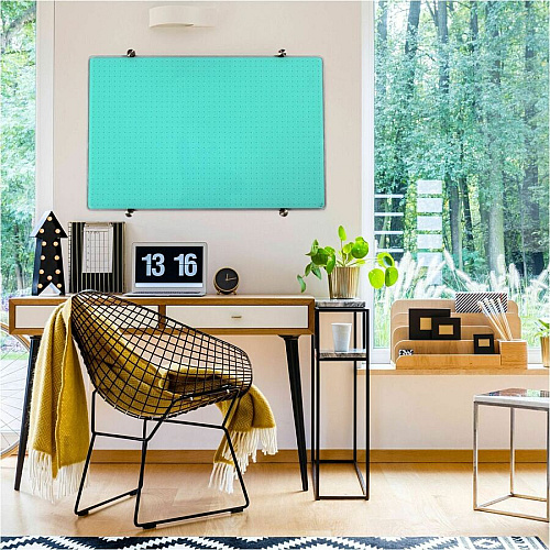 Floortex Viztex&reg; Glacier Teal Multi-Purpose Grid Glass Dry-Erase Board 24" x 36" 24" (2 ft) Width x 36" (3 ft) Height - Teal Tempered Glass Surface - Rectangle - Magnetic - Magnetic, Smooth Writing, Ghost Resistant, Stain Resistant, Easy (FCVGM2436TG)