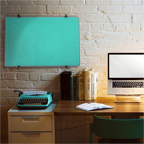 Floortex Viztex&reg; Glacier Teal Multi-Purpose Grid Glass Dry-Erase Board 24" x 36" 24" (2 ft) Width x 36" (3 ft) Height - Teal Tempered Glass Surface - Rectangle - Magnetic - Magnetic, Smooth Writing, Ghost Resistant, Stain Resistant, Easy (FCVGM2436TG)