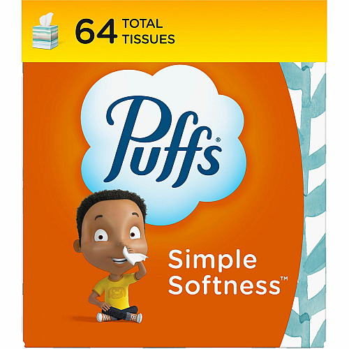 Puffs Basic Facial Tissue 2 Ply - 8.40" x 8.20" - White - 64 Per Box - 24 / Carton (84405CT)