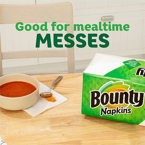Bounty Quilted Napkins 1 Ply - 12" Width x 12" Length - White - Paper - 200 / Pack (96595)