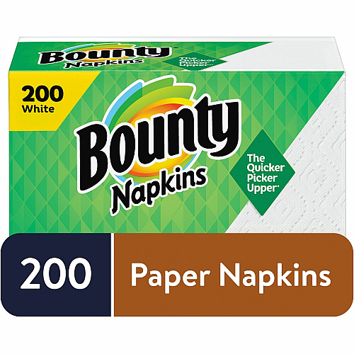 Bounty Quilted Napkins 1 Ply - 12" Width x 12" Length - White - Paper - 200 / Pack (96595)