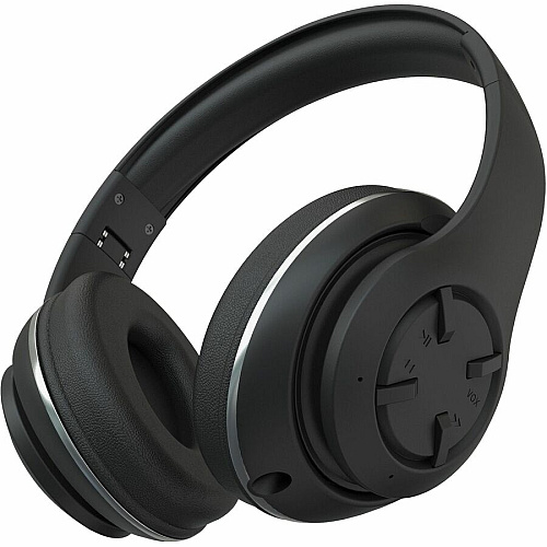 Compucessory Foldable Wireless Headset with Mic Stereo - Wireless - Binaural - Black (15166)
