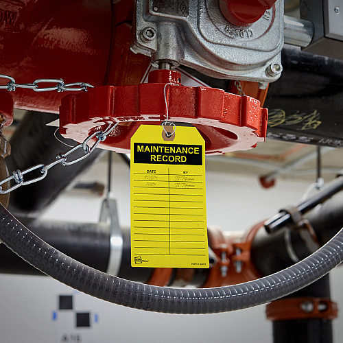 Avery&reg; Preprinted MAINTENANCE RECORD Hang Tags 5.75" Length x 3" Width - Card Stock - Yellow - 25 / Pack (62431)