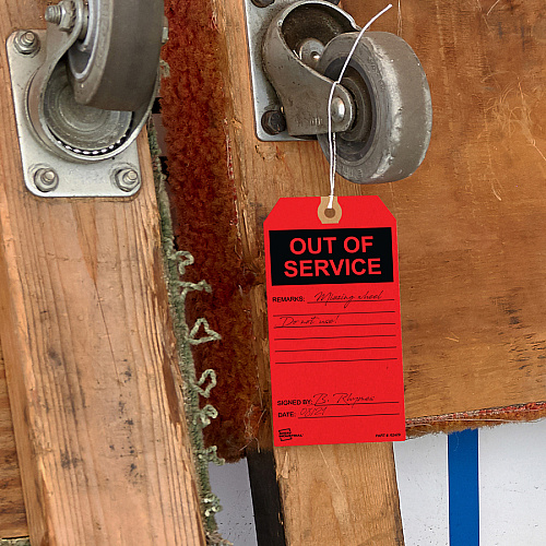 Avery&reg; Preprinted OUT OF SERVICE Red Service Tags 5.75" Length x 3" Width - Card Stock - Red - 25 / Pack (62429)