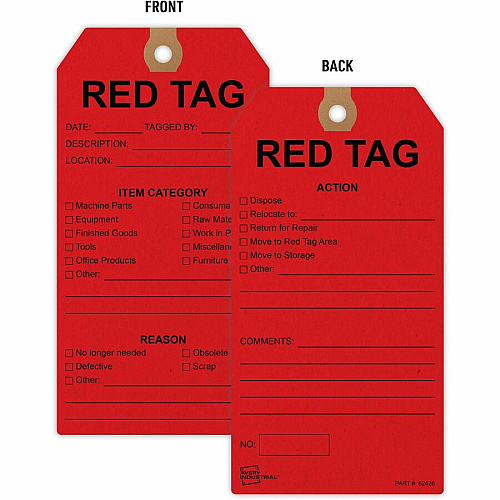 Avery&reg; Preprinted RED TAG 5S Hang Tags 5.75" Length x 3" Width - Card Stock - Red - 25 / Pack (62426)