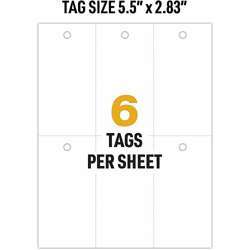 Avery UltraDuty Plastic Tags, 5.5" x 2.83" , White 2.92" Length x 5.50" Width - Plastic, Polyester - Matte White - 60 / Pack (62400)