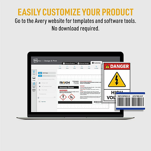 Avery UltraDuty Plastic Tags, 5.5" x 2.83" , White 2.92" Length x 5.50" Width - Plastic, Polyester - Matte White - 60 / Pack (62400)