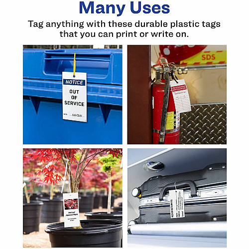 Avery UltraDuty Plastic Tags, 5.5" x 2.83" , White 2.92" Length x 5.50" Width - Plastic, Polyester - Matte White - 60 / Pack (62400)