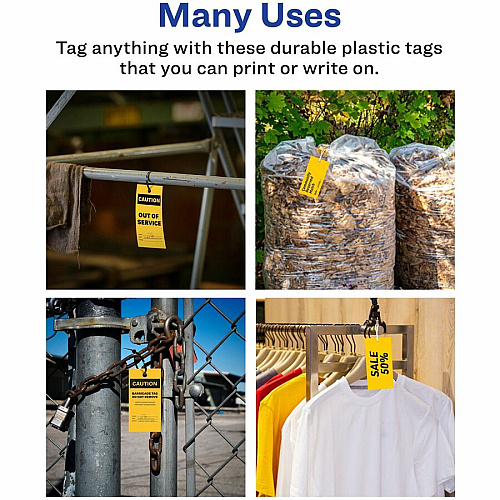 Avery UltraDuty Plastic Tags, 5.5" x 2.83" , Yellow 2.92" Length x 5.50" Width - Plastic, Polyester - Yellow - 60 / Pack (62402)
