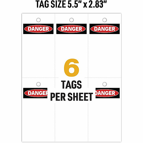 Avery UltraDuty Plastic Tags, 5.5" x 2.83" , Danger Header 2.92" Length x 5.50" Width - Plastic, Polyester - Matte White - 60 / Pack (62401)