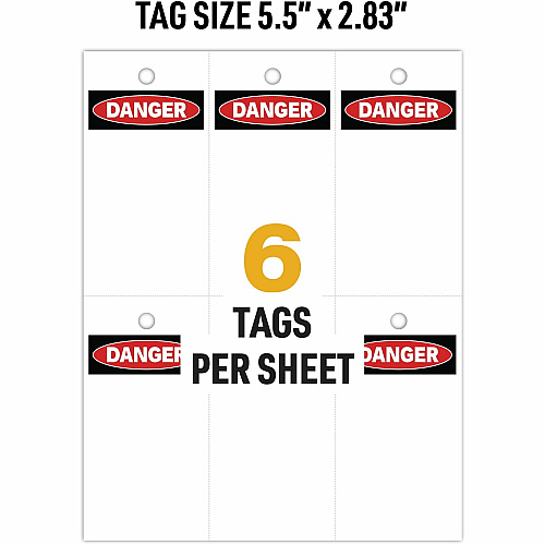 Avery UltraDuty Plastic Tags, 5.5" x 2.83" , Danger Header 2.92" Length x 5.50" Width - Plastic, Polyester - Matte White - 60 / Pack (62401)